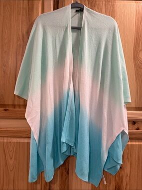 Talbots OS Hombre Coastal Grandma Mint Turquoise Open-Front Knit Layering Wrap